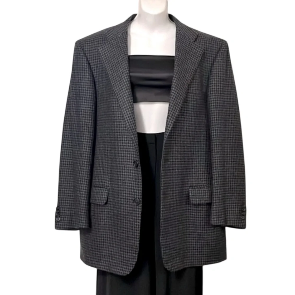 Ermenegildo Zegna Men’s Wool Cashmere Quality Luxury Houndstooth Suit Blazer L